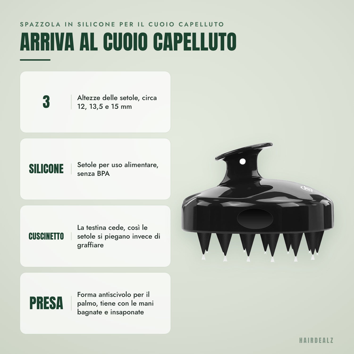 Spazzola in silicone per il cuoio capelluto — Arriva al cuoio capelluto
