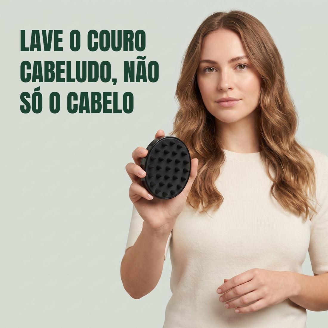 Escova massajadora de couro cabeludo em silicone preto