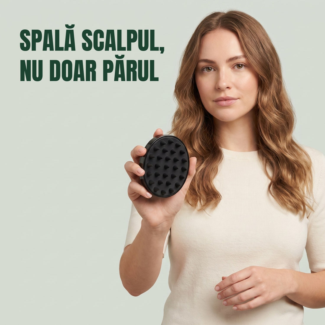 Perie de masaj pentru scalp, din silicon negru, pentru șampon