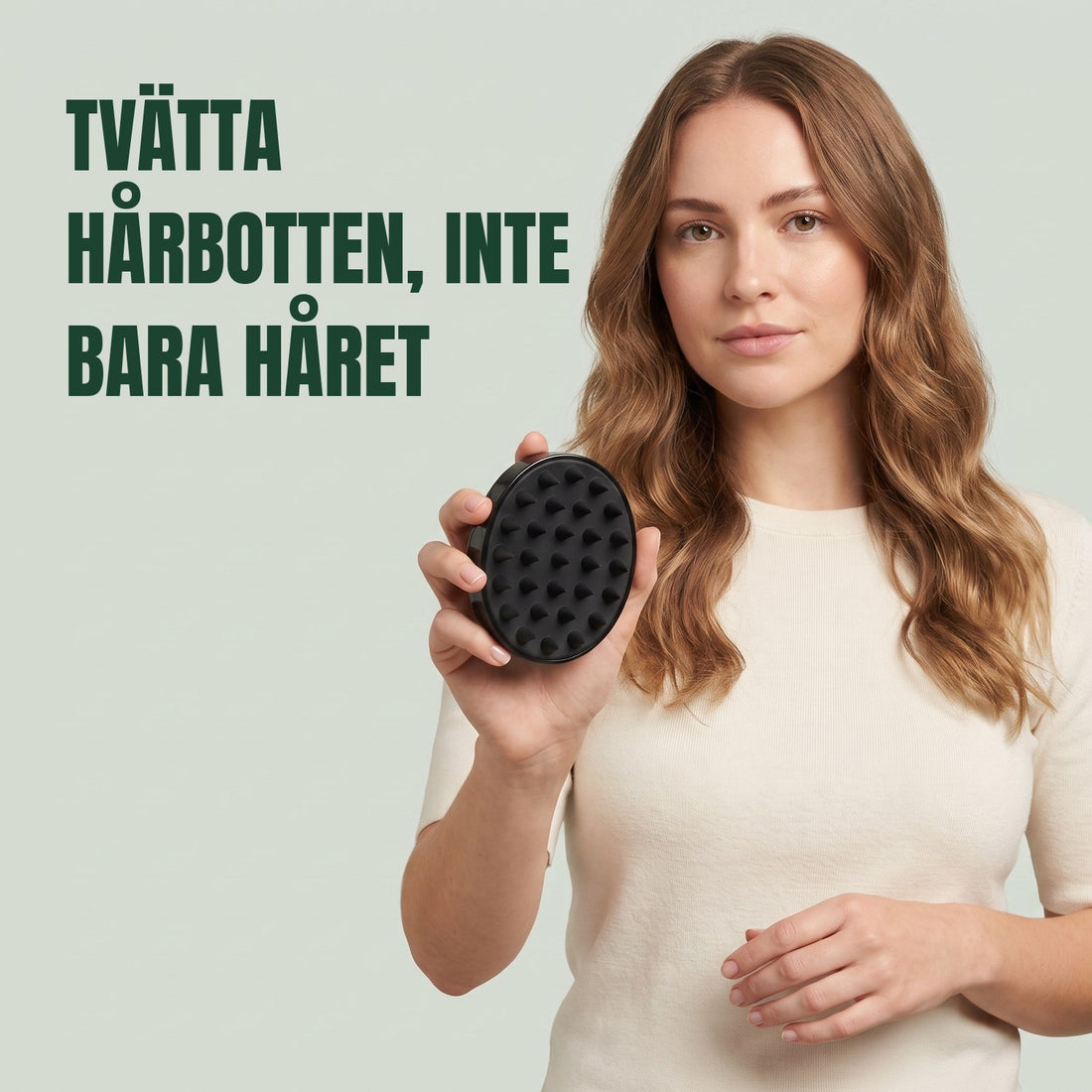 Svart silikonborste för hårbottenmassage och schamponering