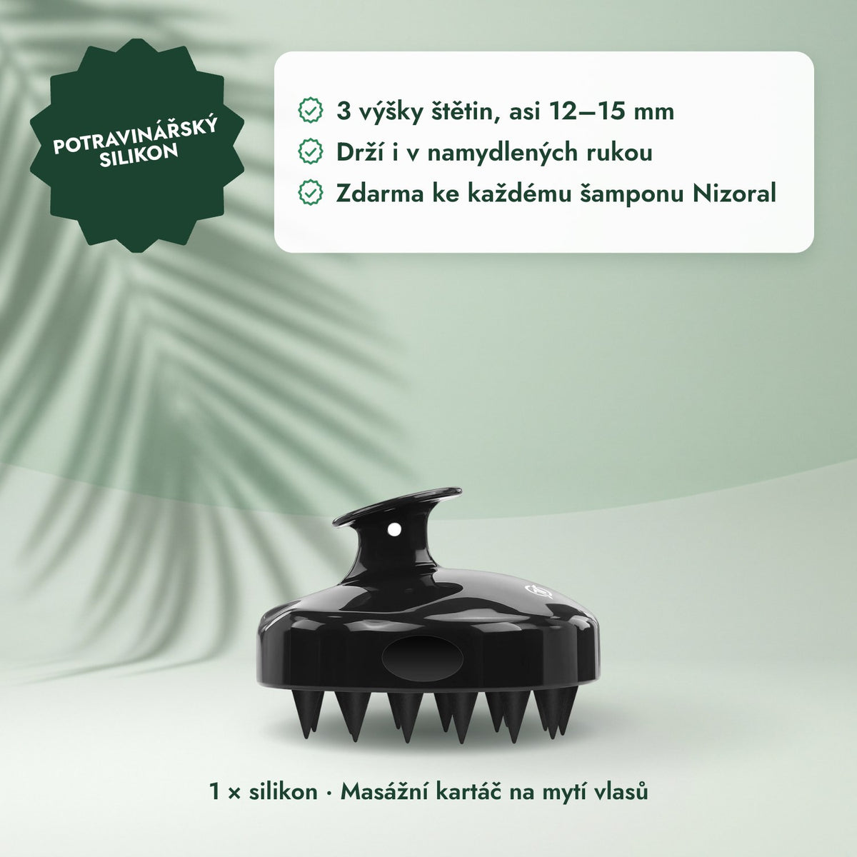 1 × silikon · Masážní kartáč na mytí vlasů: Potravinářský silikon