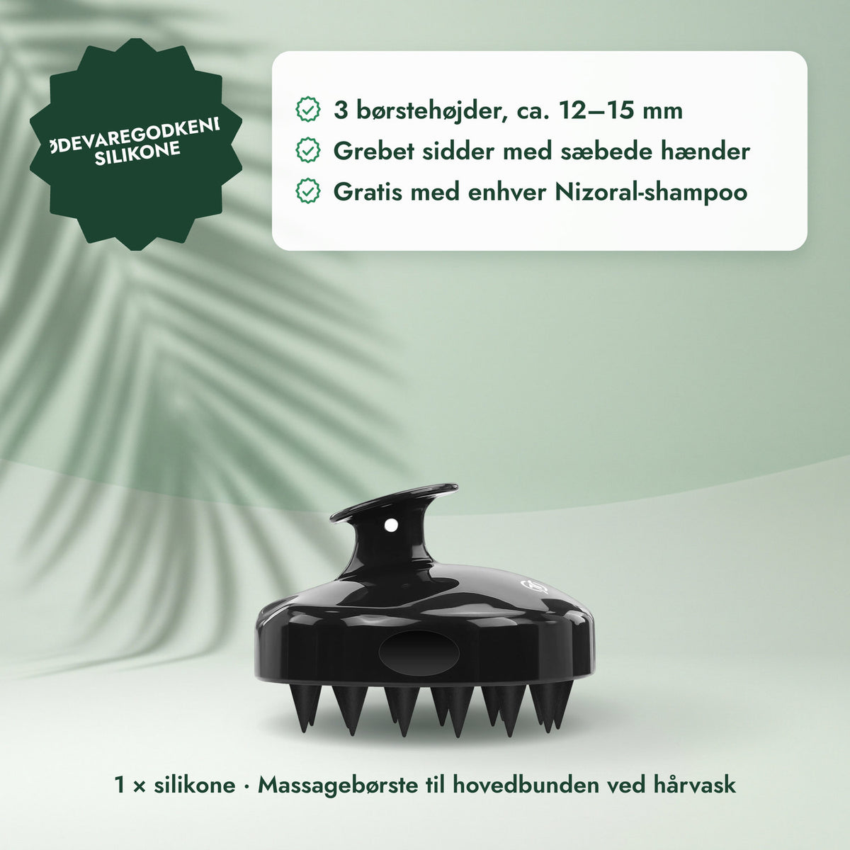 1 × silikone · Massagebørste til hovedbunden ved hårvask: Fødevaregodkendt silikone