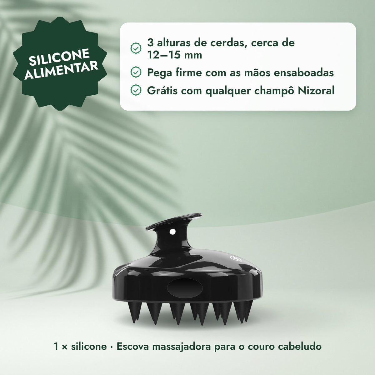 1 × silicone · Escova massajadora para o couro cabeludo: Silicone alimentar