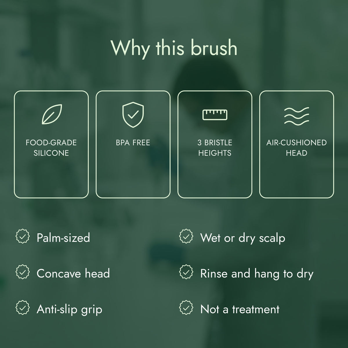 Why this brush: Food-grade silicone, BPA free, 3 bristle heights, Air-cushioned head