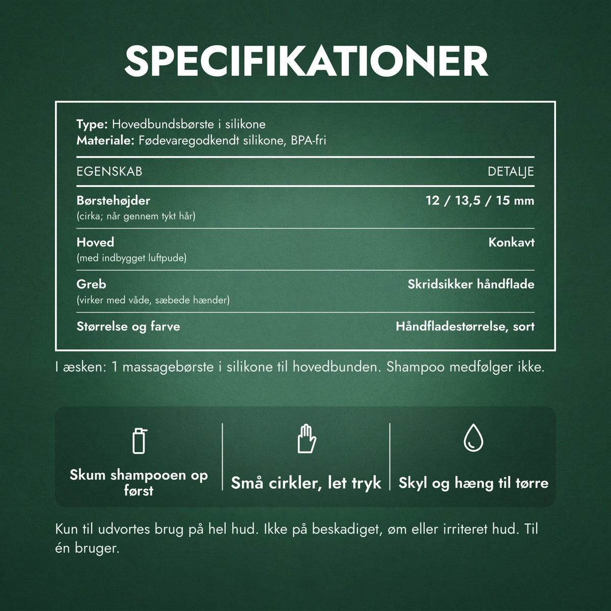 Specifikationer: Massagebørste til hovedbunden ved hårvask