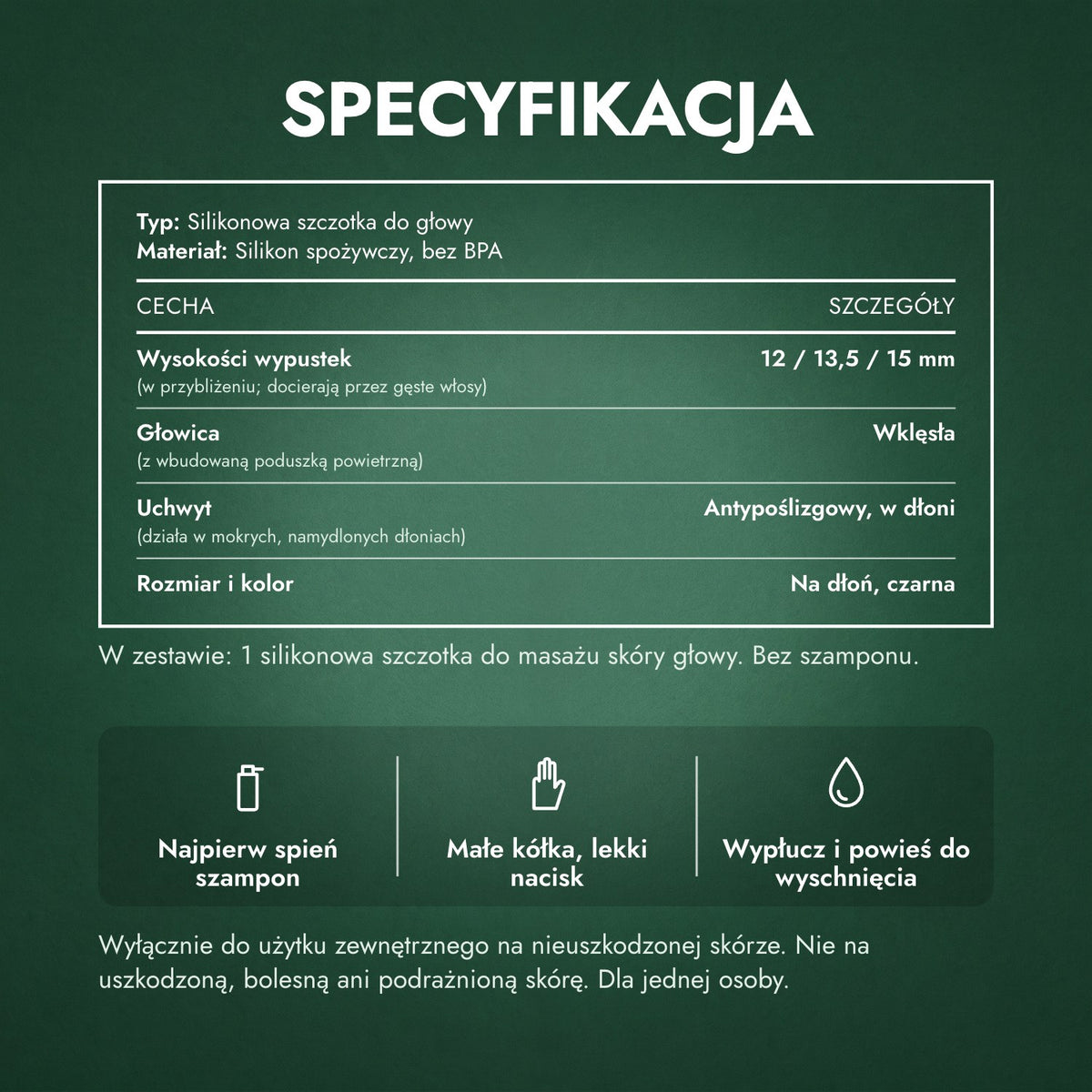 Specyfikacja: Szczotka do masażu skóry głowy