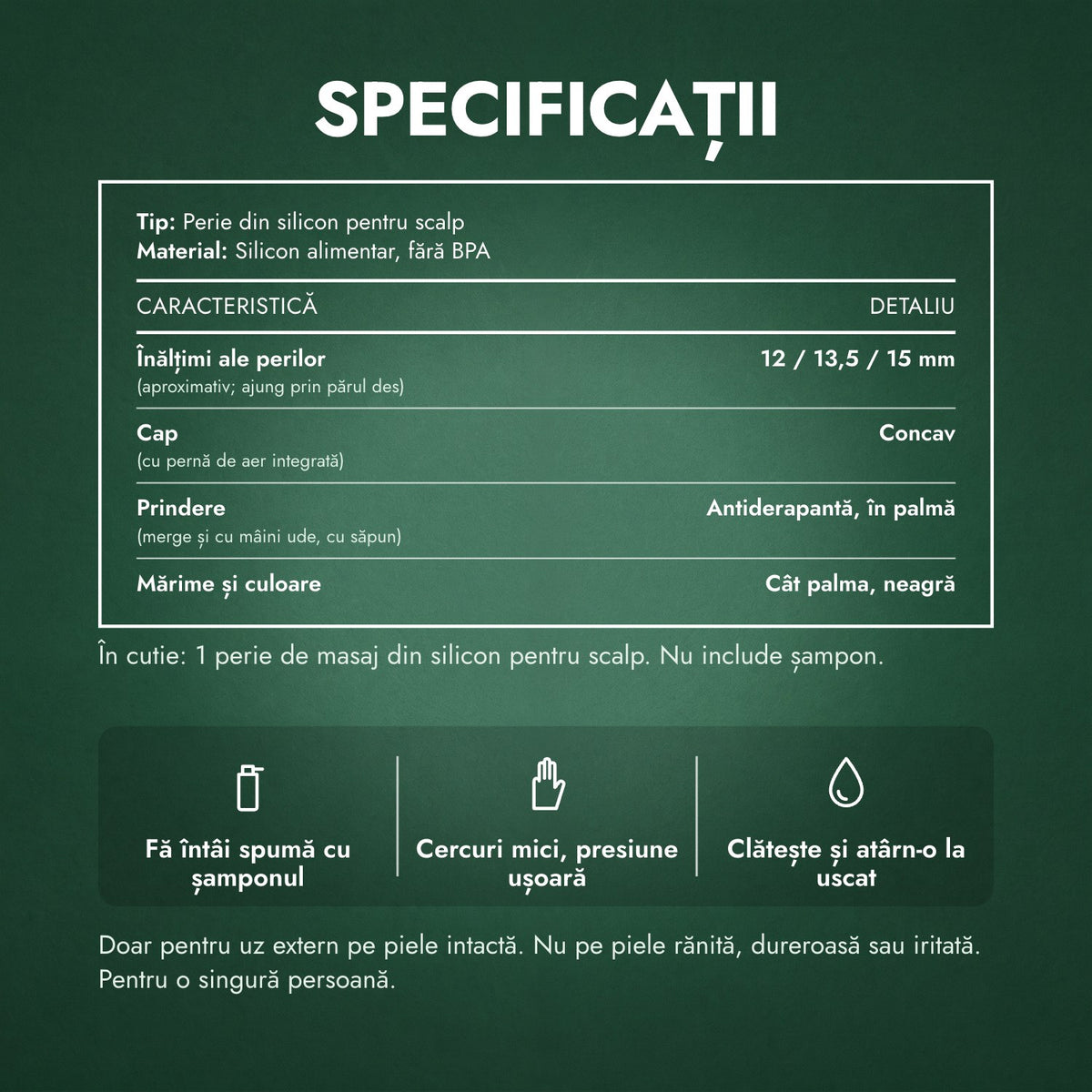 Specificații: Perie de masaj pentru scalp