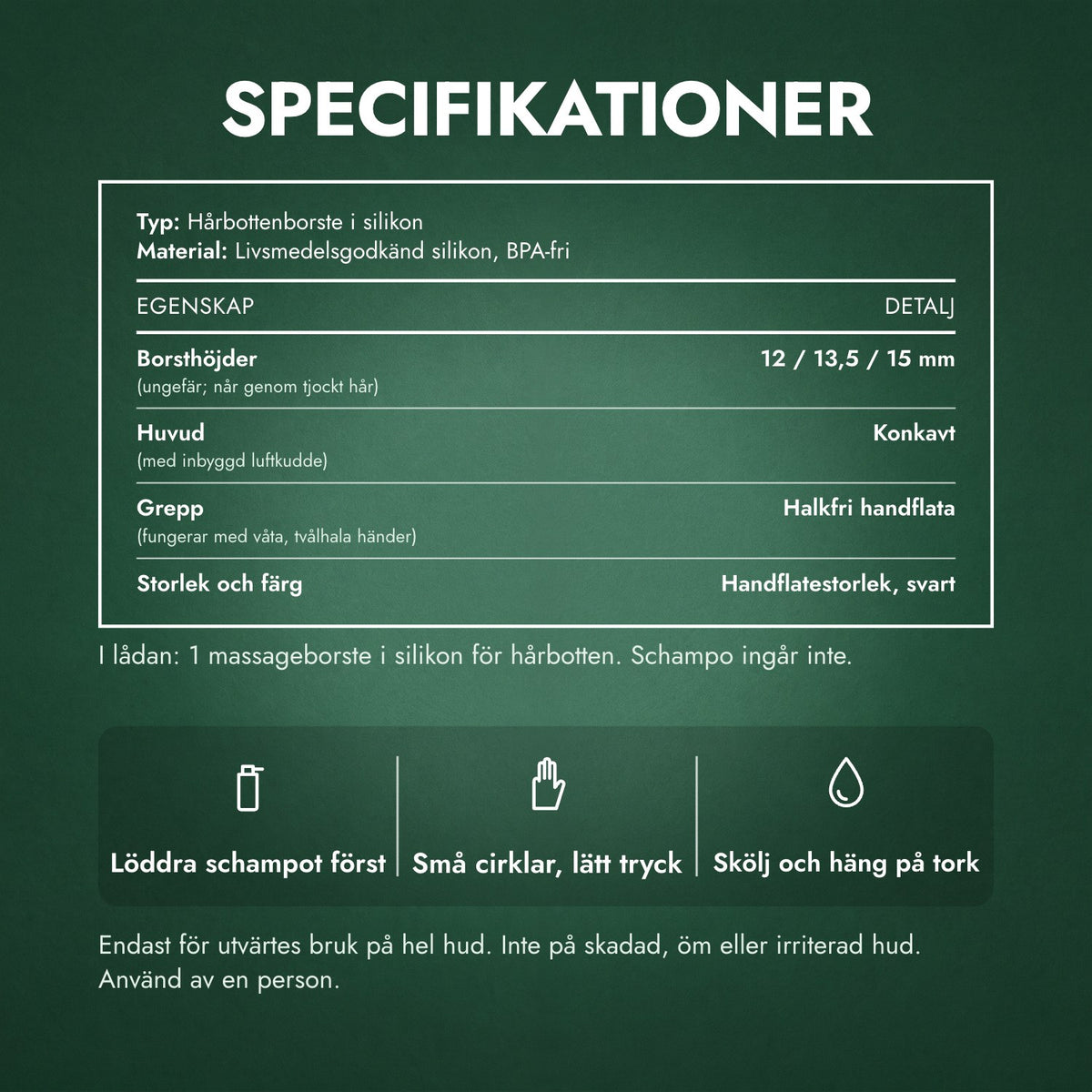 Specifikationer: Hårbottenmassager, schampoborste
