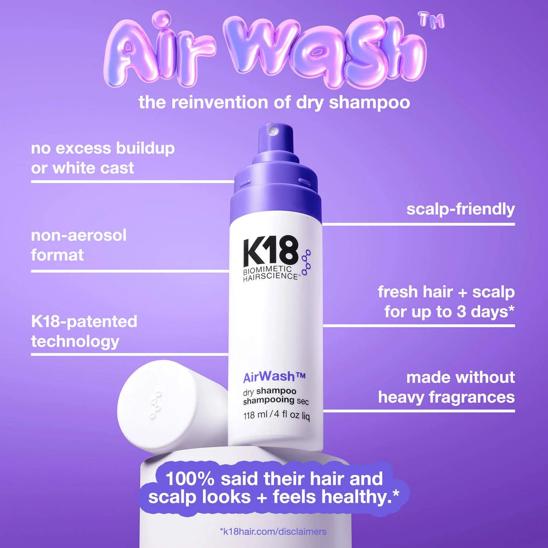K18 AirWash™ Dry Shampoo (118ml)