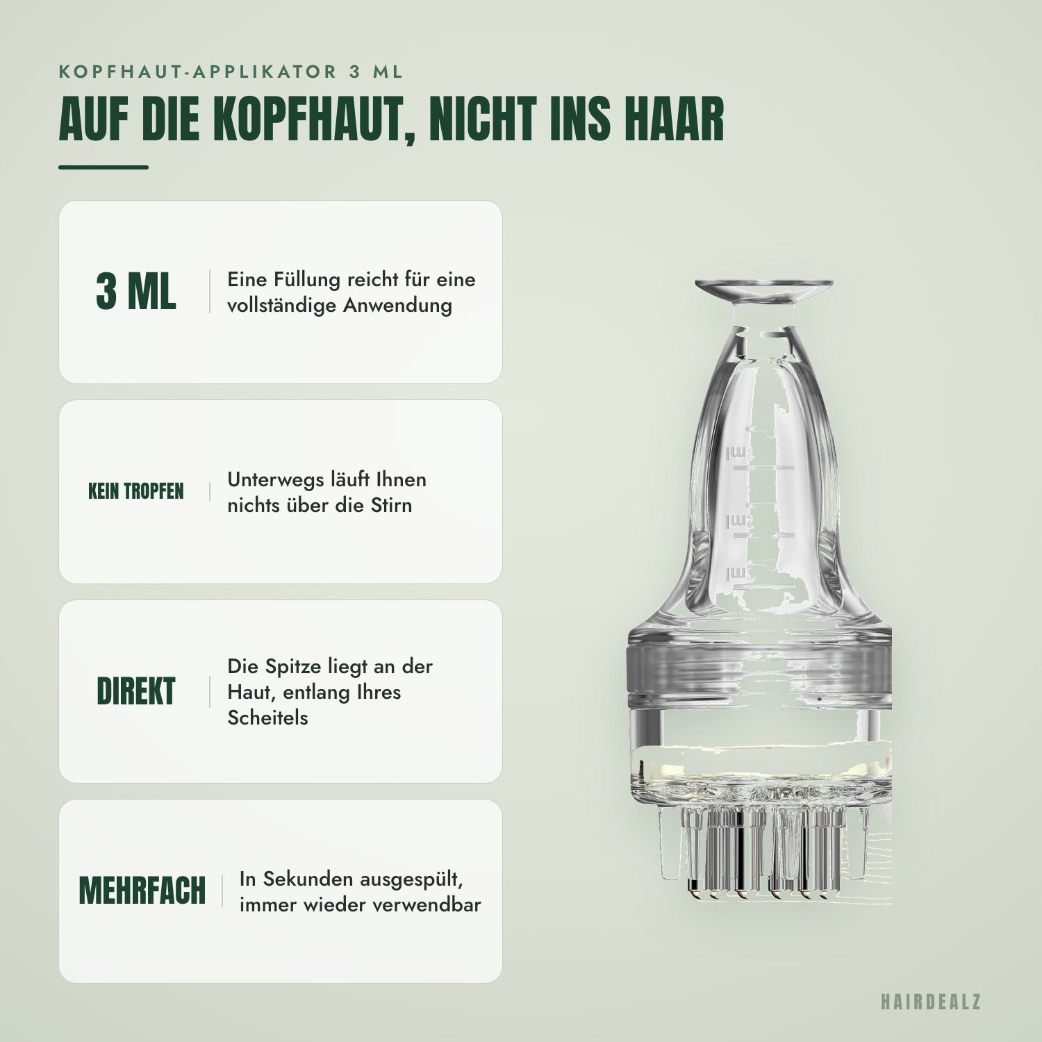 Kopfhaut-Applikator 3 ml — Auf die Kopfhaut, nicht ins Haar