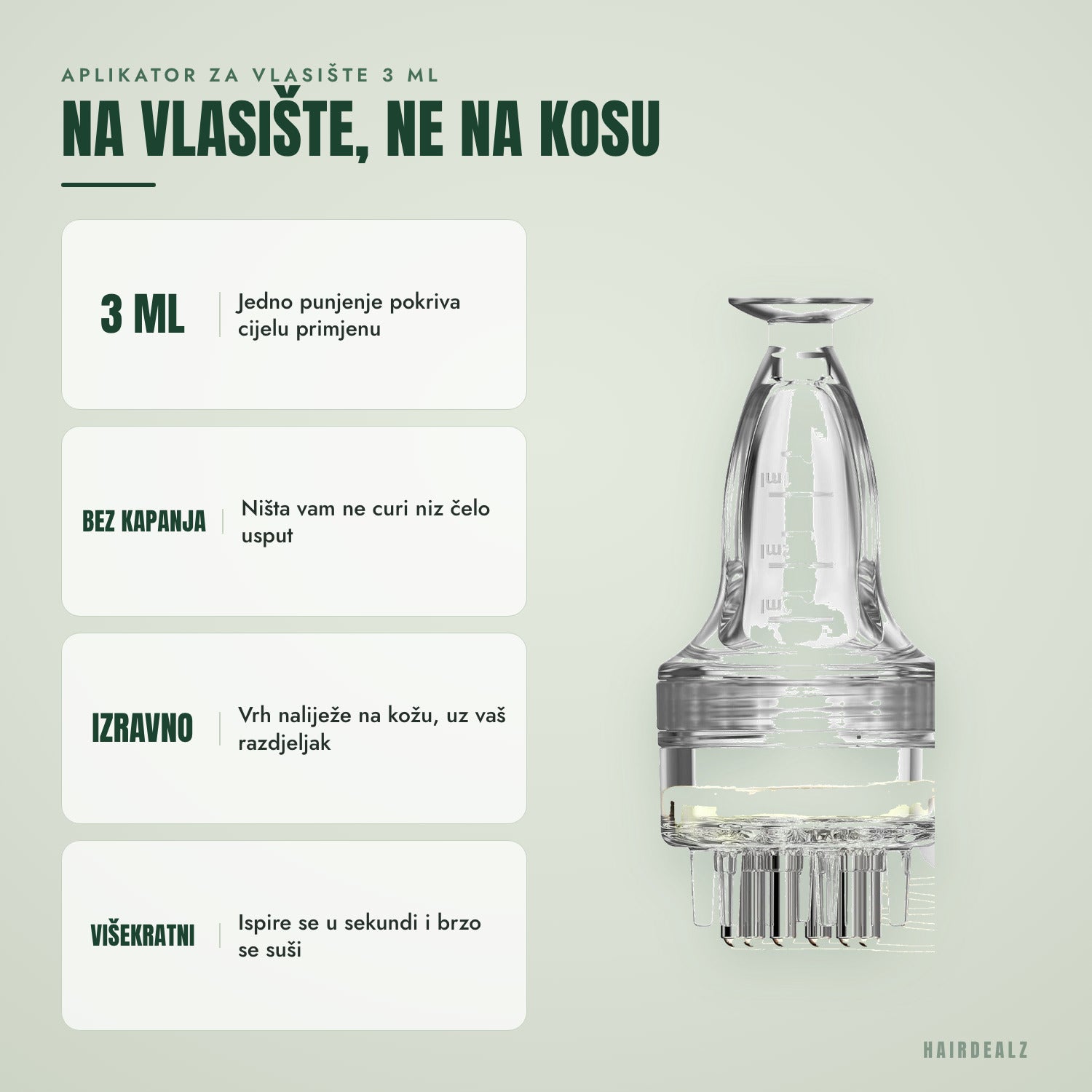 Aplikator za vlasište 3 ml — Na vlasište, ne na kosu