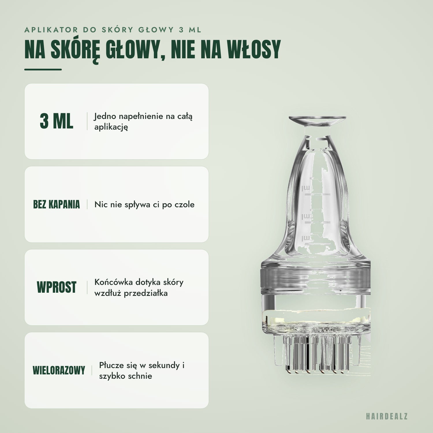 Aplikator do skóry głowy 3 ml — Na skórę głowy, nie na włosy