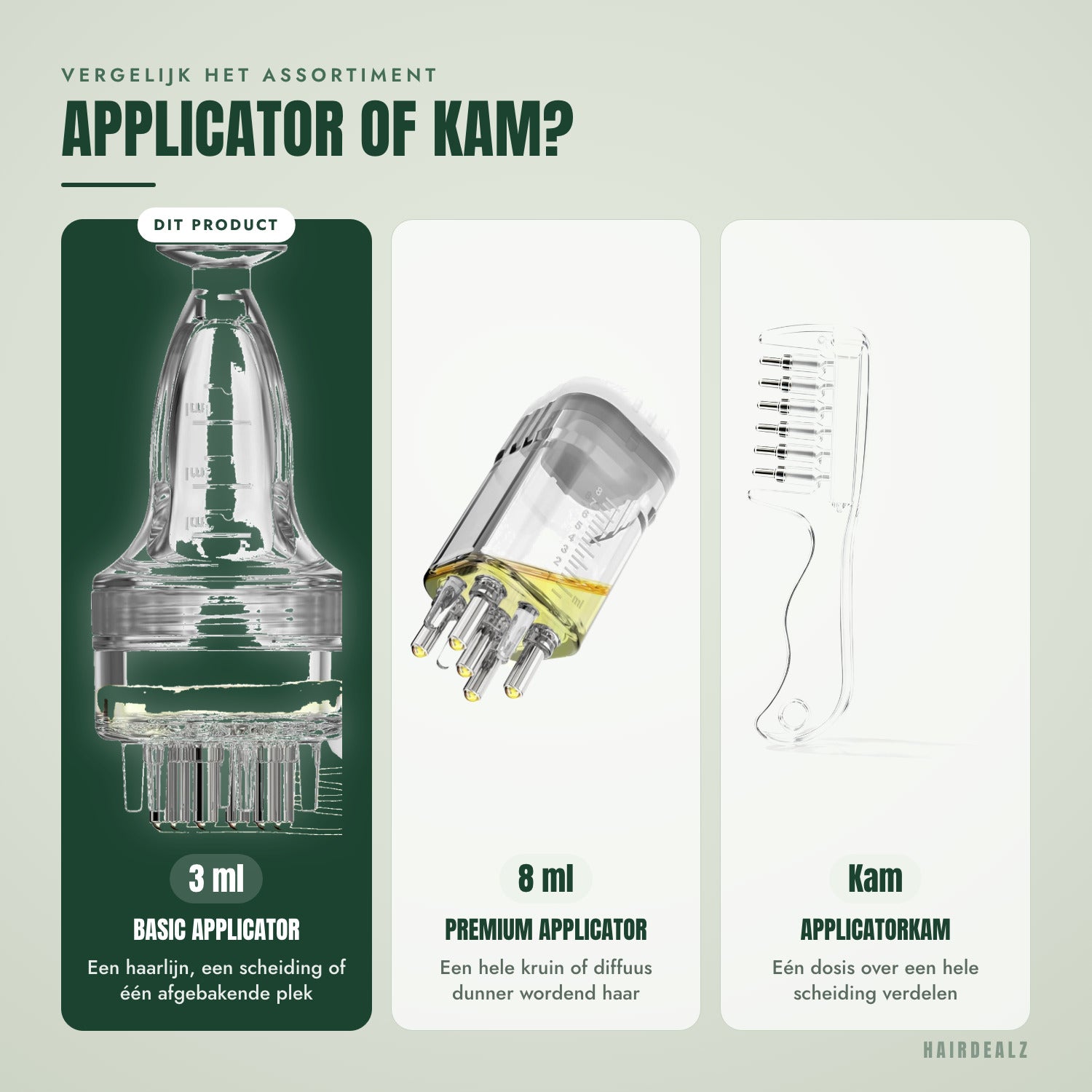 Vergelijk het assortiment — Applicator of kam?