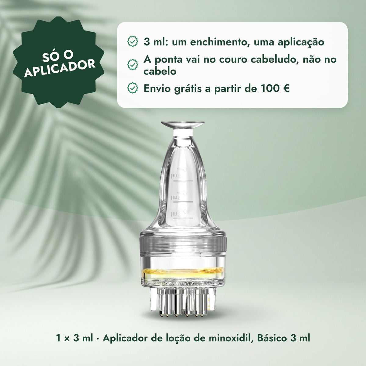 1 × 3 ml · Aplicador de loção de minoxidil, Básico 3 ml: Só o aplicador