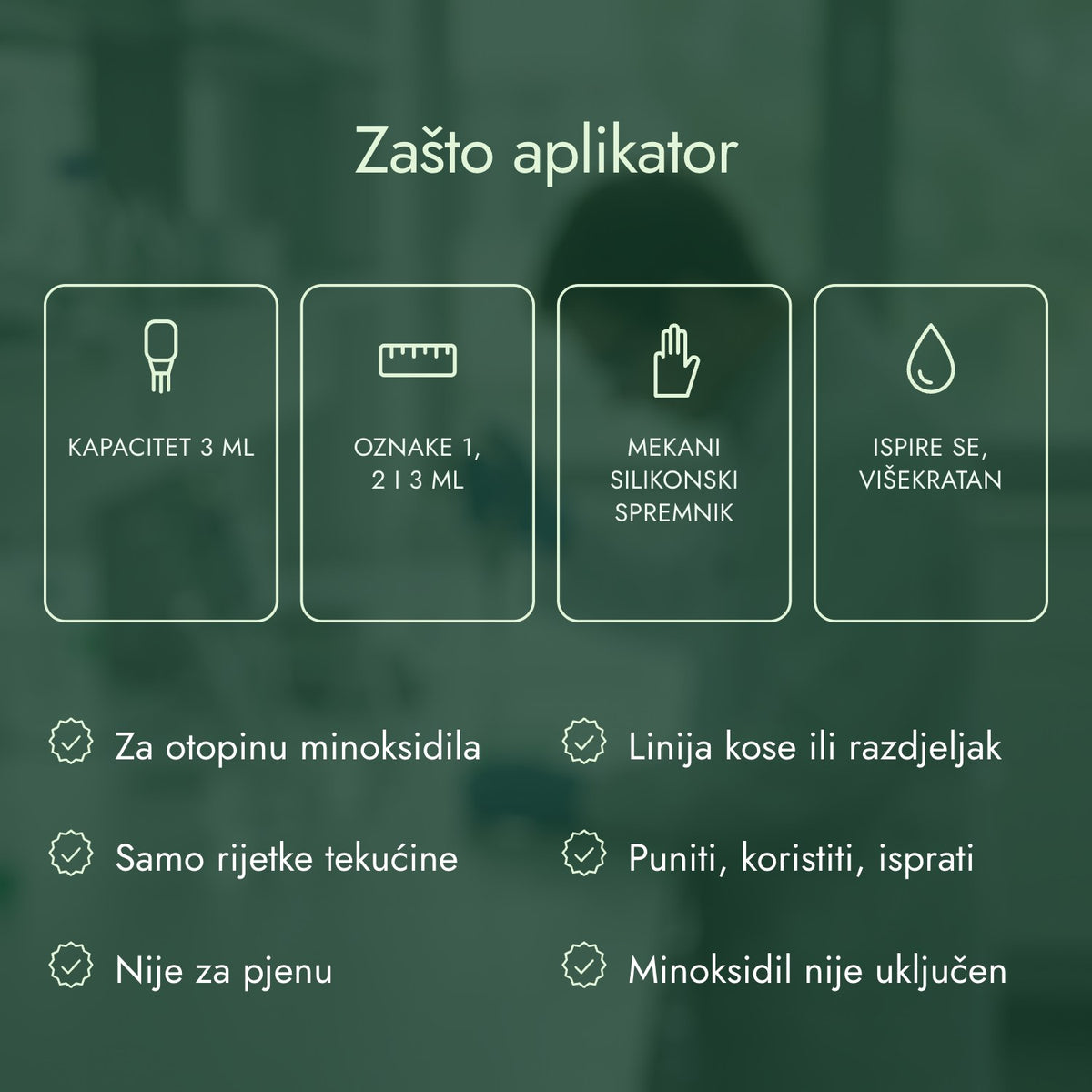 Zašto aplikator: Kapacitet 3 ml, Oznake 1, 2 i 3 ml, Mekani silikonski spremnik, Ispire se, višekratan