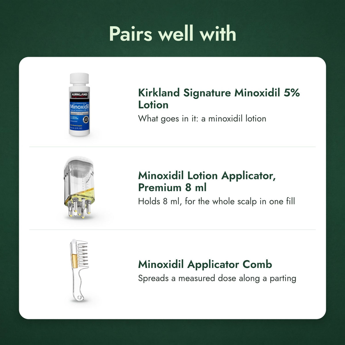 Minoxidil Lotion Applicator, Basic 3 ml: free gifts and what goes with it