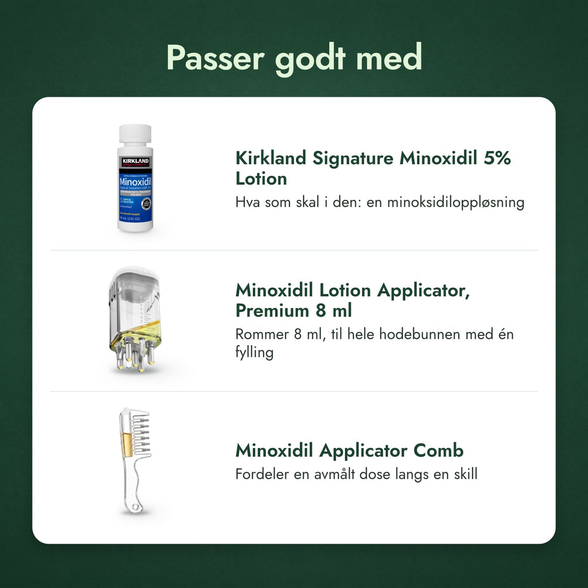 Passer godt med: Kirkland Signature Minoxidil 5%, Applikator for minoksidiloppløsning, Premium 8 ml, Applikatorkam for minoksidil