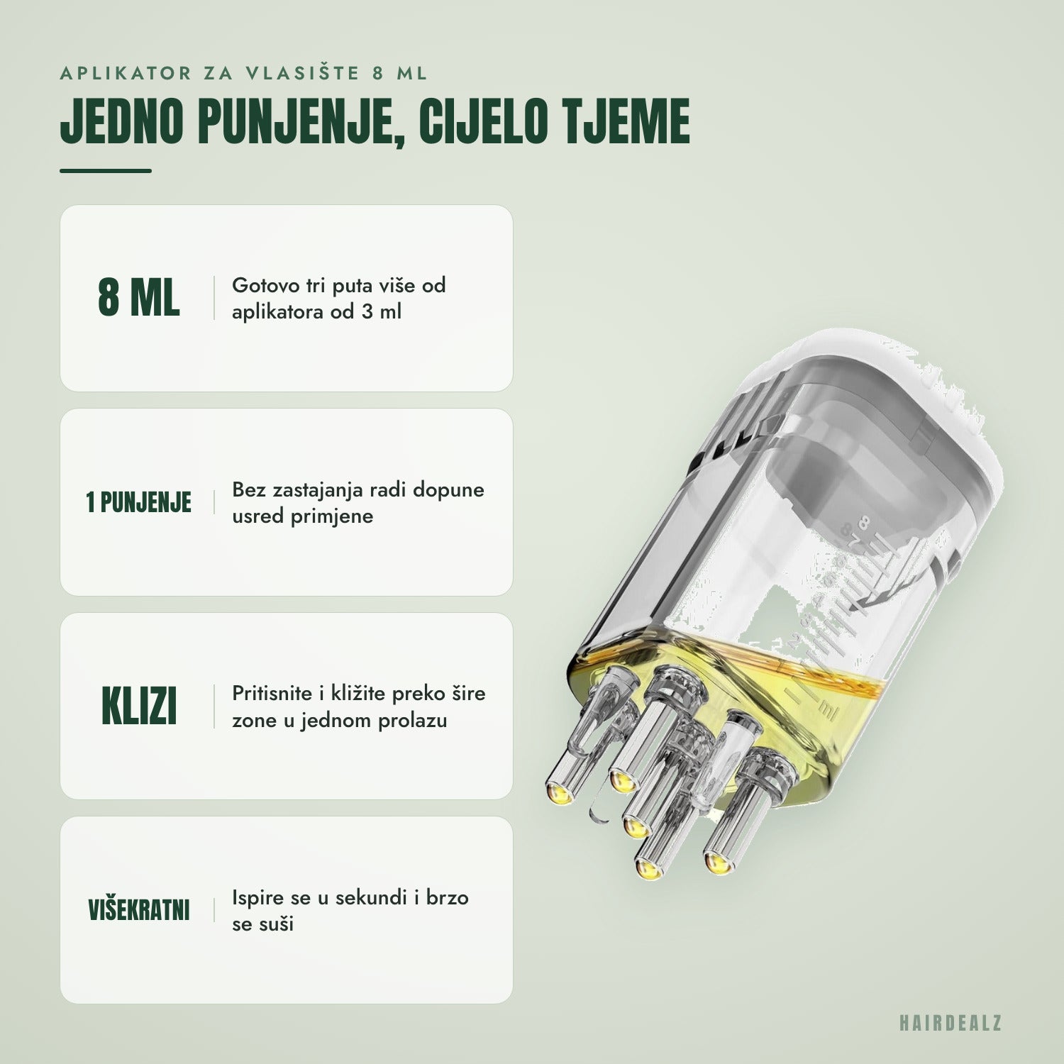 Aplikator za vlasište od 8 ml — Napunite jednom, obradite cijelo tjeme