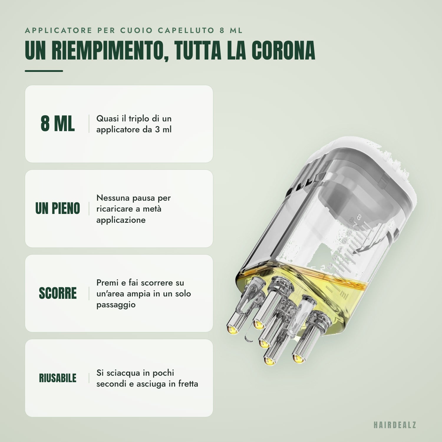 Applicatore per cuoio capelluto 8 ml — Un riempimento, tutta la corona