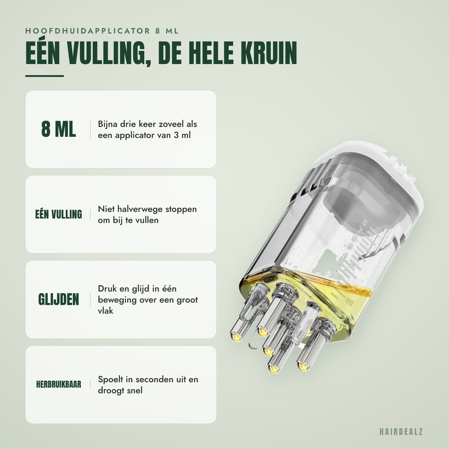 Hoofdhuidapplicator 8 ml — Eén vulling, de hele kruin