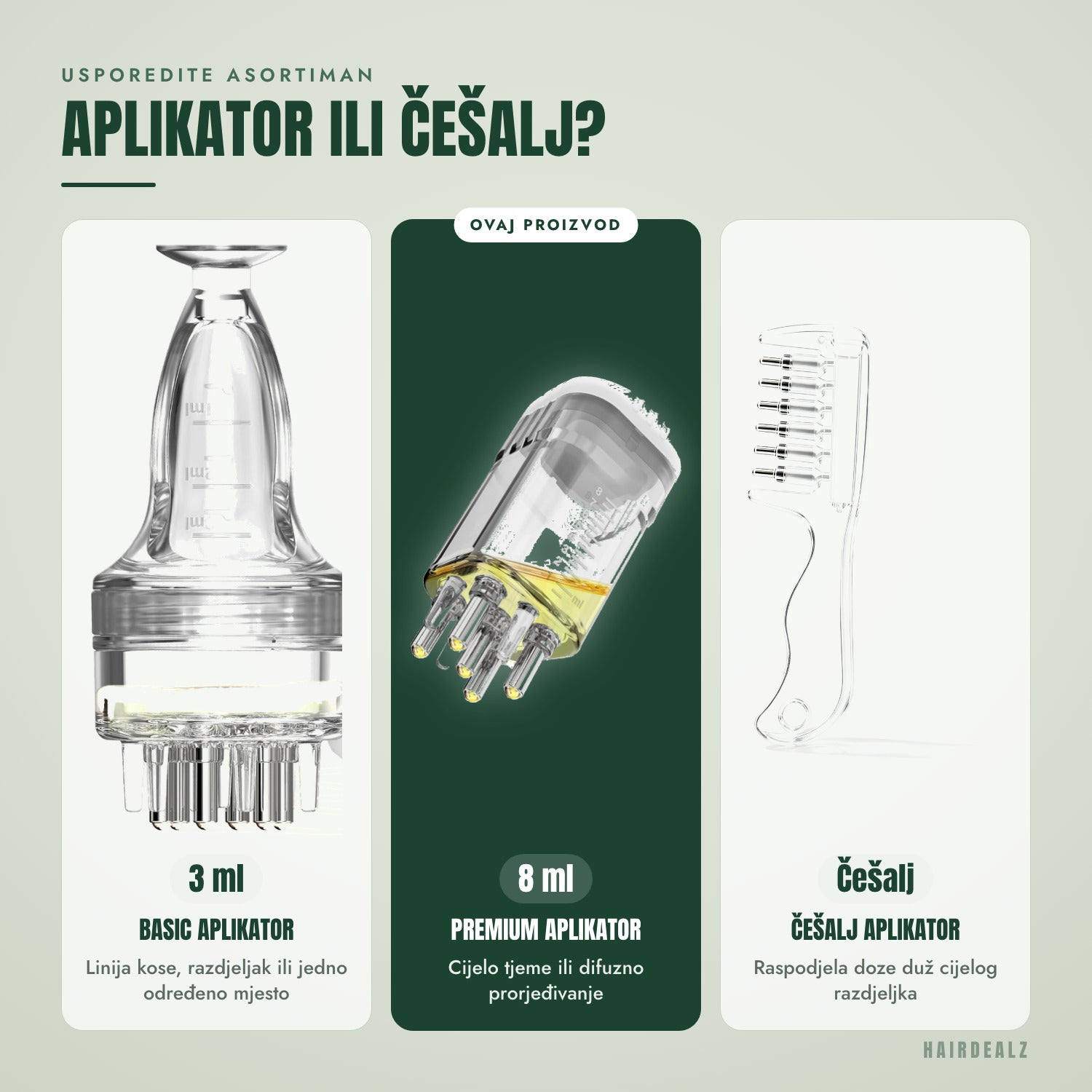 Usporedba ponude — Aplikator ili češalj?