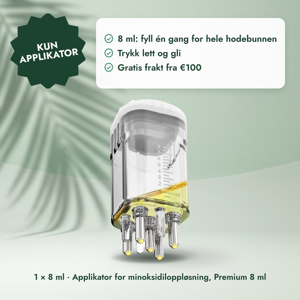 1 × 8 ml · Applikator for minoksidiloppløsning, Premium 8 ml: Kun applikator