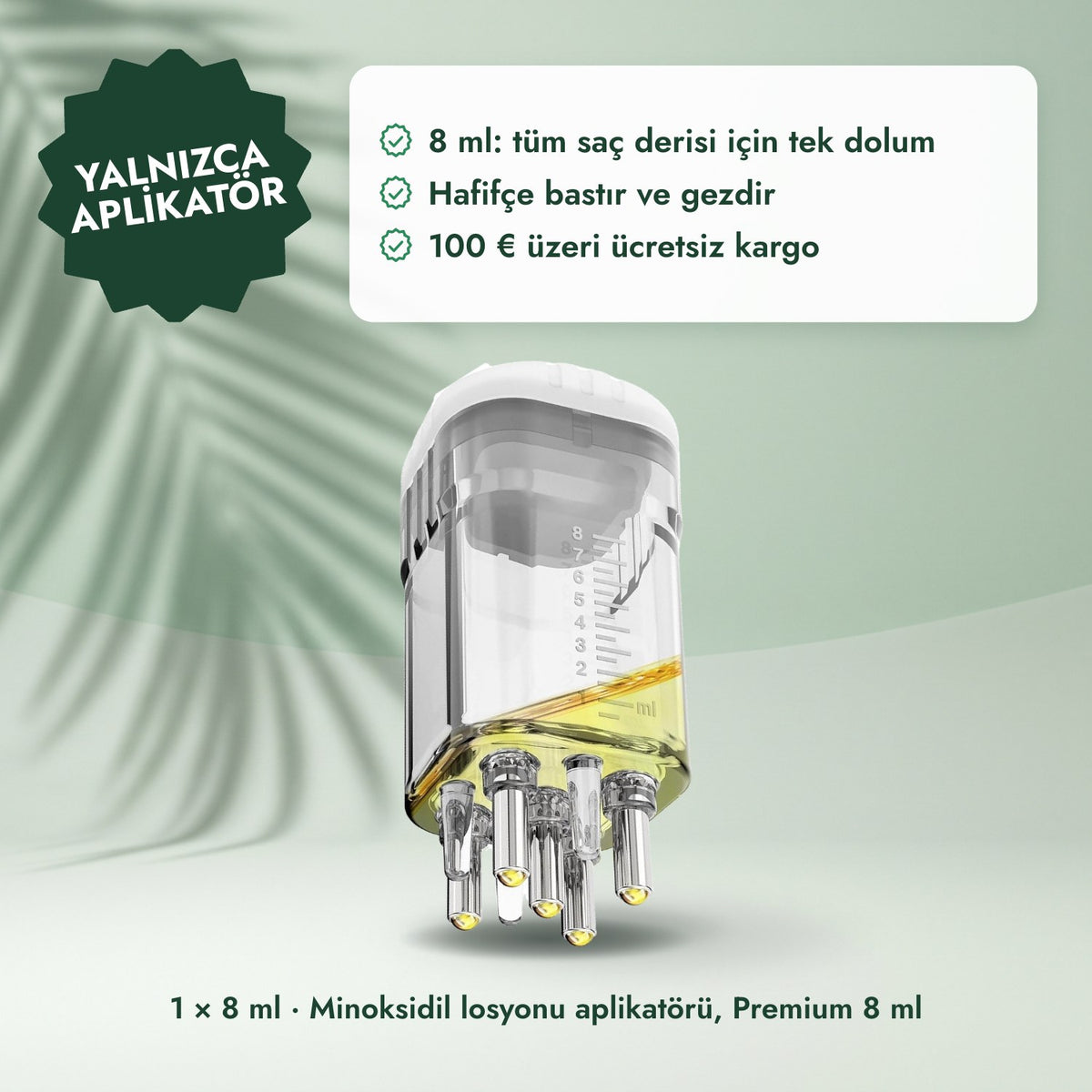 1 × 8 ml · Minoksidil losyonu aplikatörü, Premium 8 ml: Yalnızca aplikatör