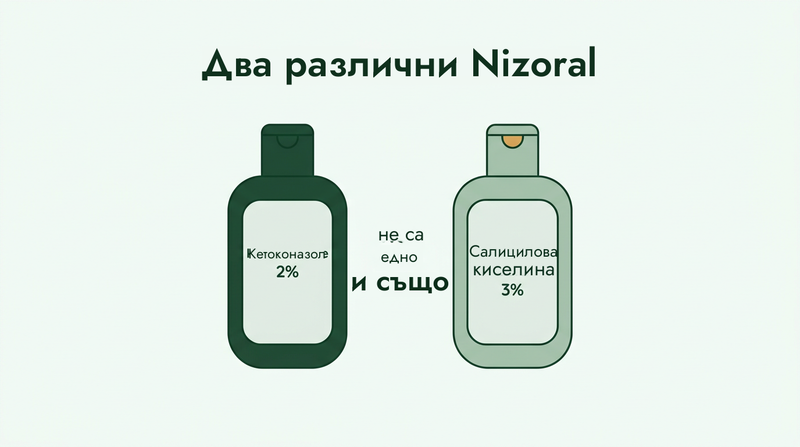 Nizoral за пърхот и Nizoral за псориазис са различни продукти