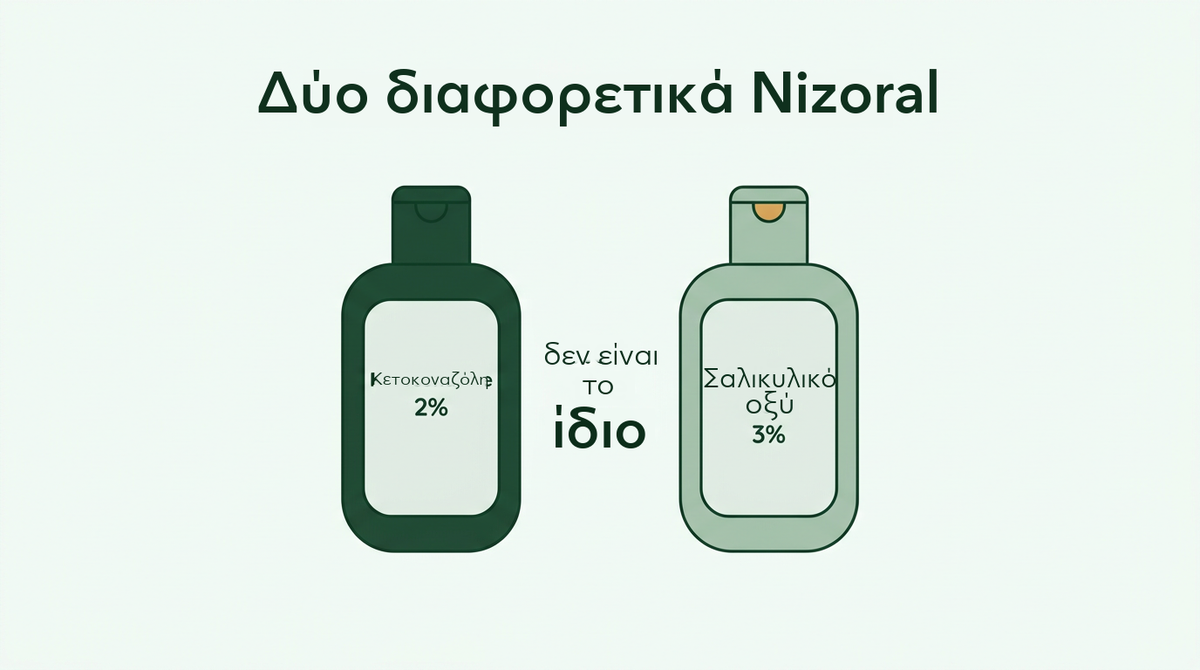 Το Nizoral για την πιτυρίδα και το Nizoral για την ψωρίαση είναι διαφορετικά προϊόντα