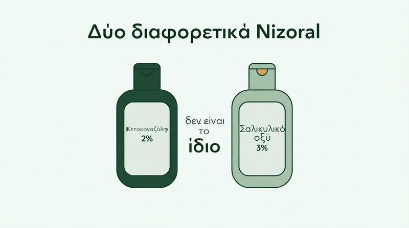 Το Nizoral για την πιτυρίδα και το Nizoral για την ψωρίαση είναι διαφορετικά προϊόντα